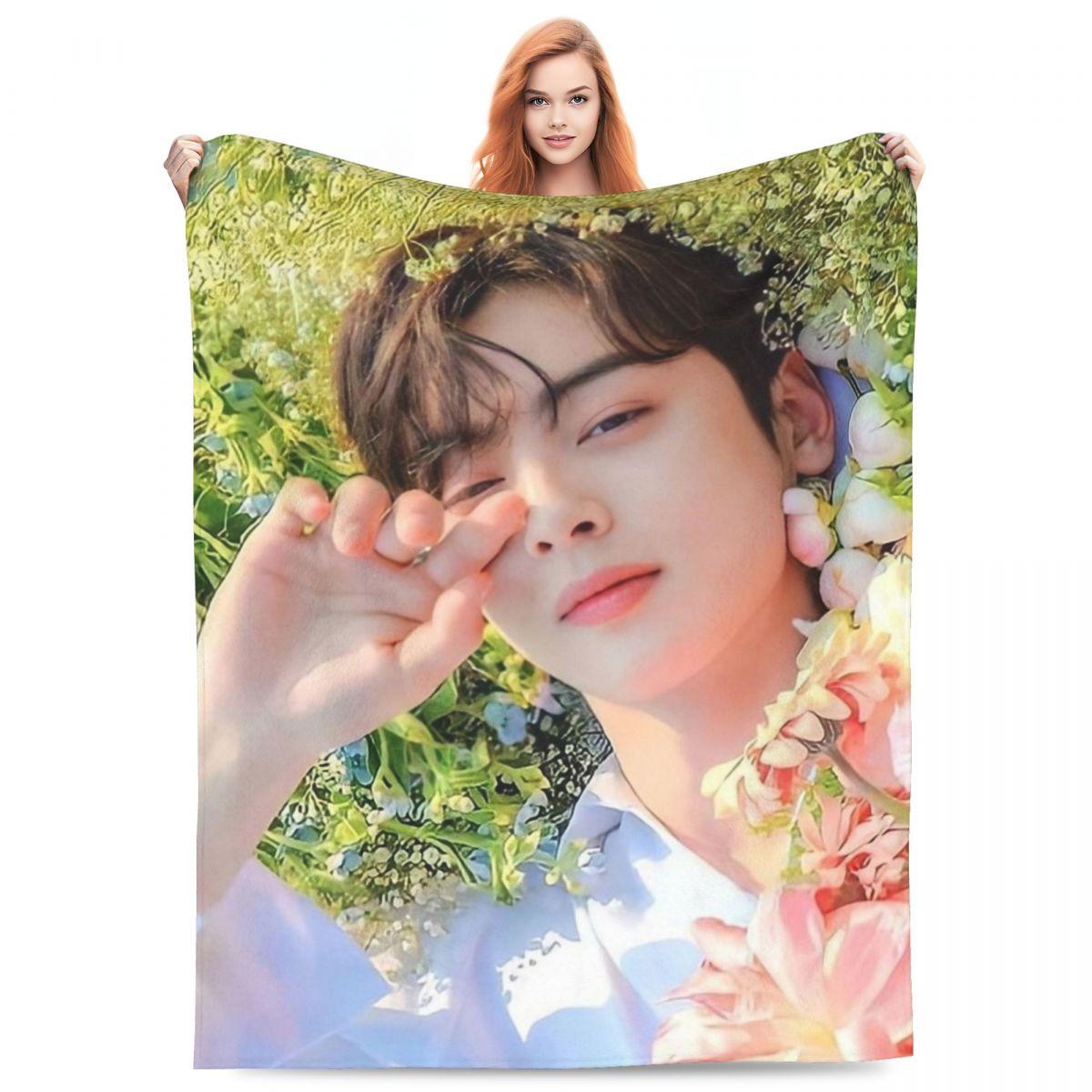 New Arrival Idol Cha Eun Woo Blankets Super Soft Fleece ASTRO Comfortable Throw Blanket Machine Washable 75X95CM