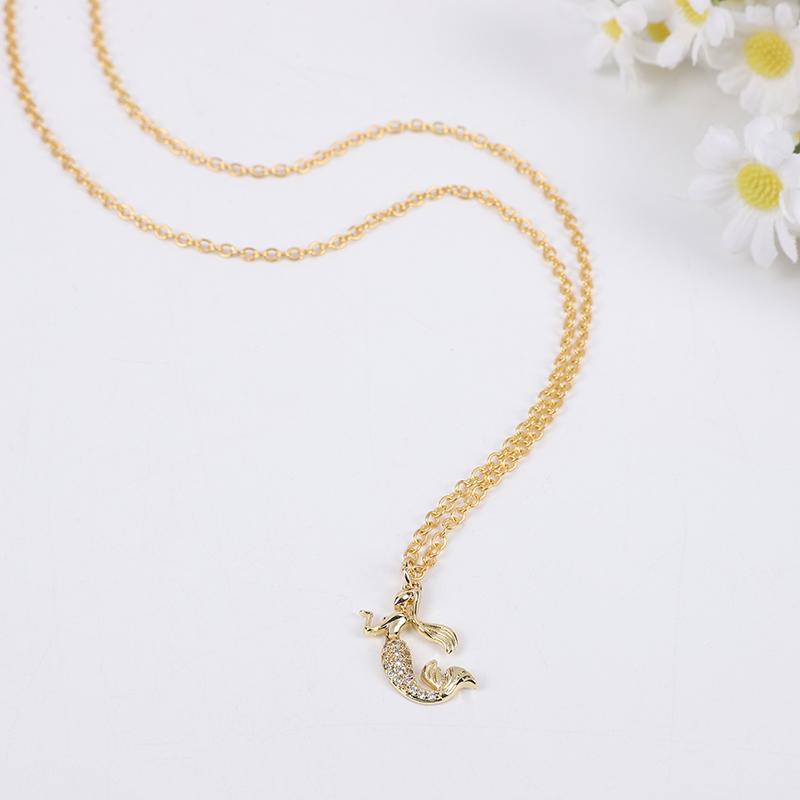 Fashionable and Personalized Zirconia Inlaid Women's Pendant Necklace, Animal Pendant, Mermaid Necklace