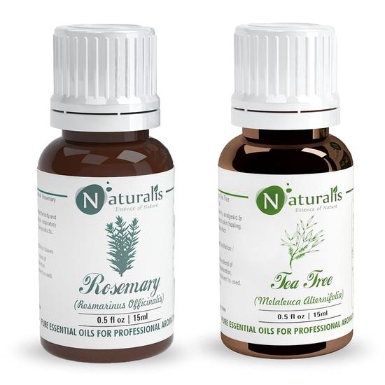 Essential Oil Set of 2 by Naturalis - Rosemary Oil, Tea Tree Oil- 15ml