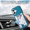 For iPhone 16 Case Kickstand Leather Coated TPU Pattern Back Cover