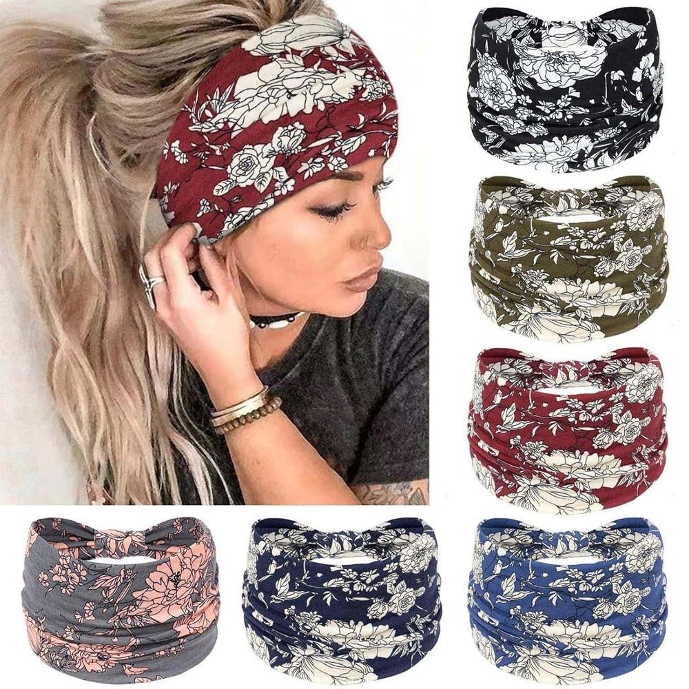 6 PCS Y2K Sports Headband Hip-hop Versatile Tapered Headband Printed Elastic Hairband  Jogging Set 3