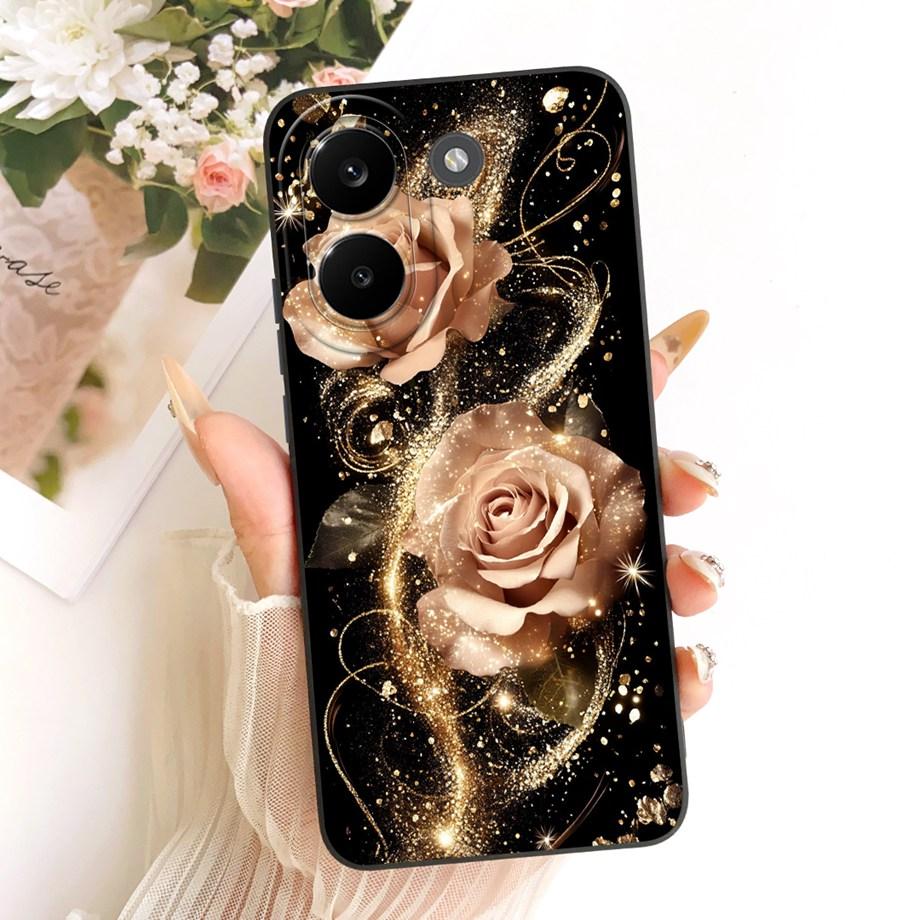 Soft Silicone Funda For Xiaomi Poco X8 Pro Max Redmi Turbo 5 Max Phone Case Vintage Starry Cherry Bow Printed Daisy Bumper