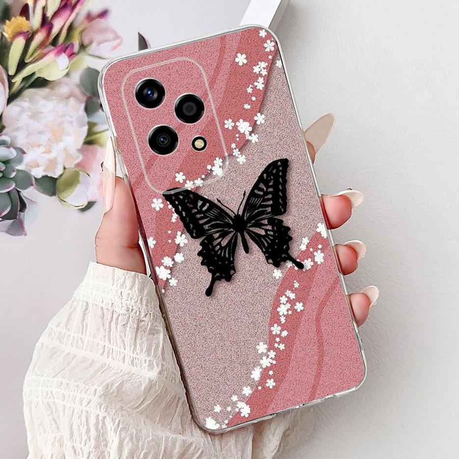 For Honor 200 Lite Case Cute Love Heart Butterfly Painted Cover Clear Silicone Phone Case For Honor 200 Lite 200Lite Soft Fundas