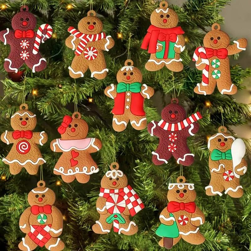 Christmas Tree Decorations Gingerbread Man Doll Pendants Christmas Tree Ornament Small Plush Doll Hanging New Year Gift Decor