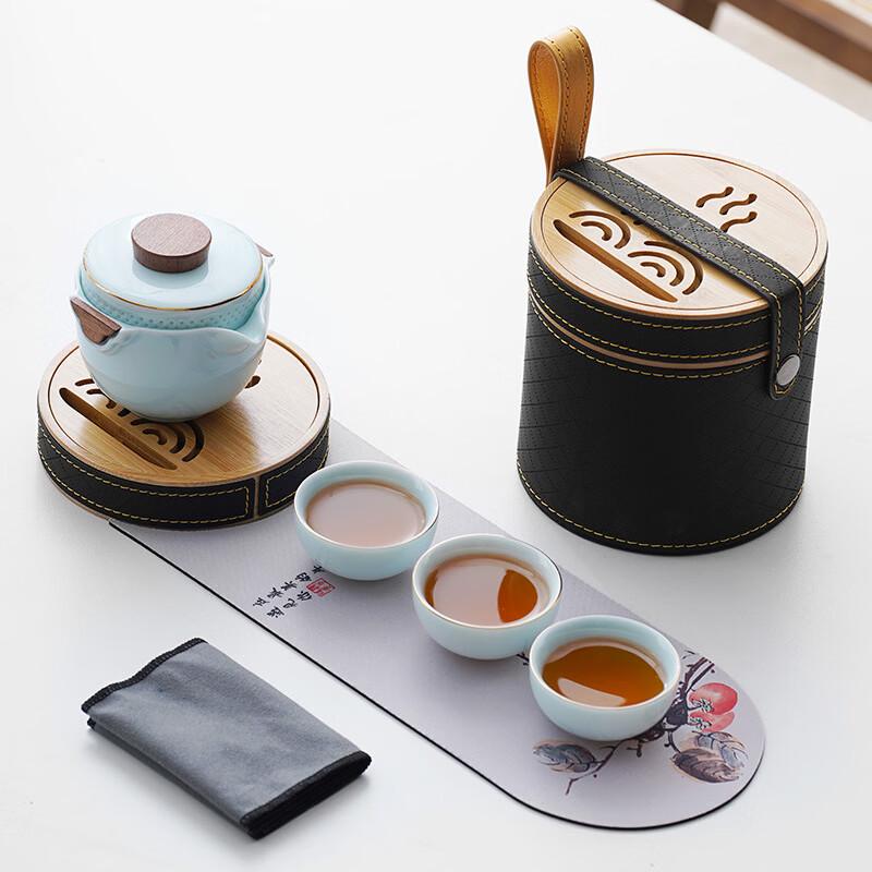 Mutton Fat Jade Ceramic Portable Travel Tea Set