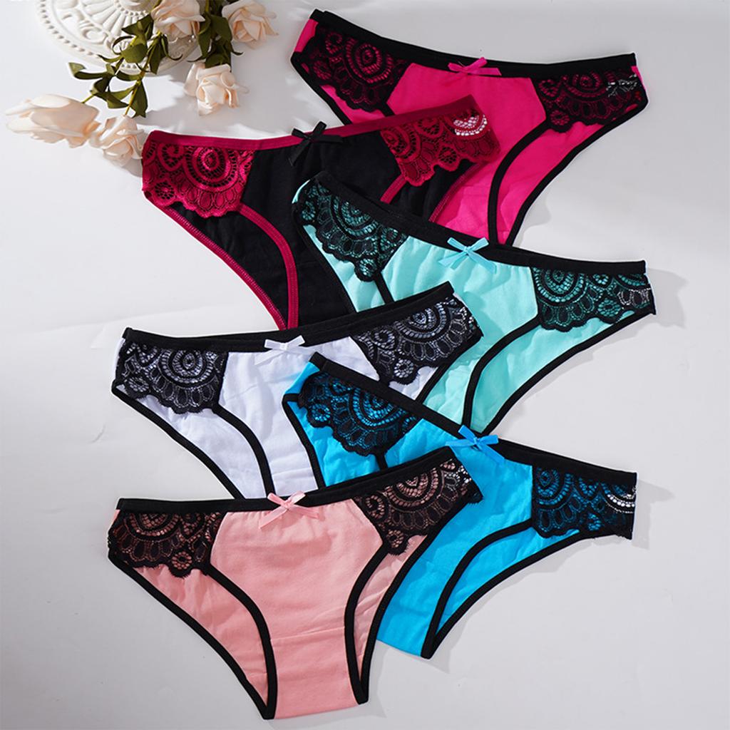 Women's Lace Trim Comfortable Breathable Panties 6-Pack Multicolor