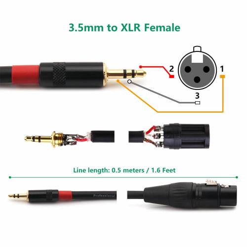 NANYI 3.5mm Stereo XLR (Female) Microphone Cable for Microphones or Professional Recording, Mixing (XLR Female 0.5m)