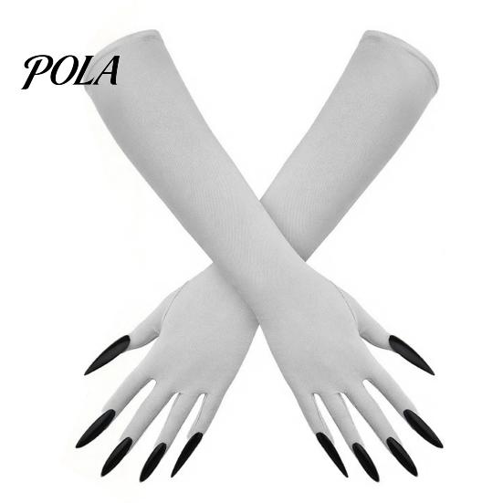 Festival Performance Accessories 1 Pair Halloween Ghost Claw Gloves, Long Fingernail Witch Costume Outfit Essentials Accessory, Dark Party Prop