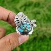 Mothers day Sale 925 Sterling Silver Natural Tibetan Turquoise Statement Ring