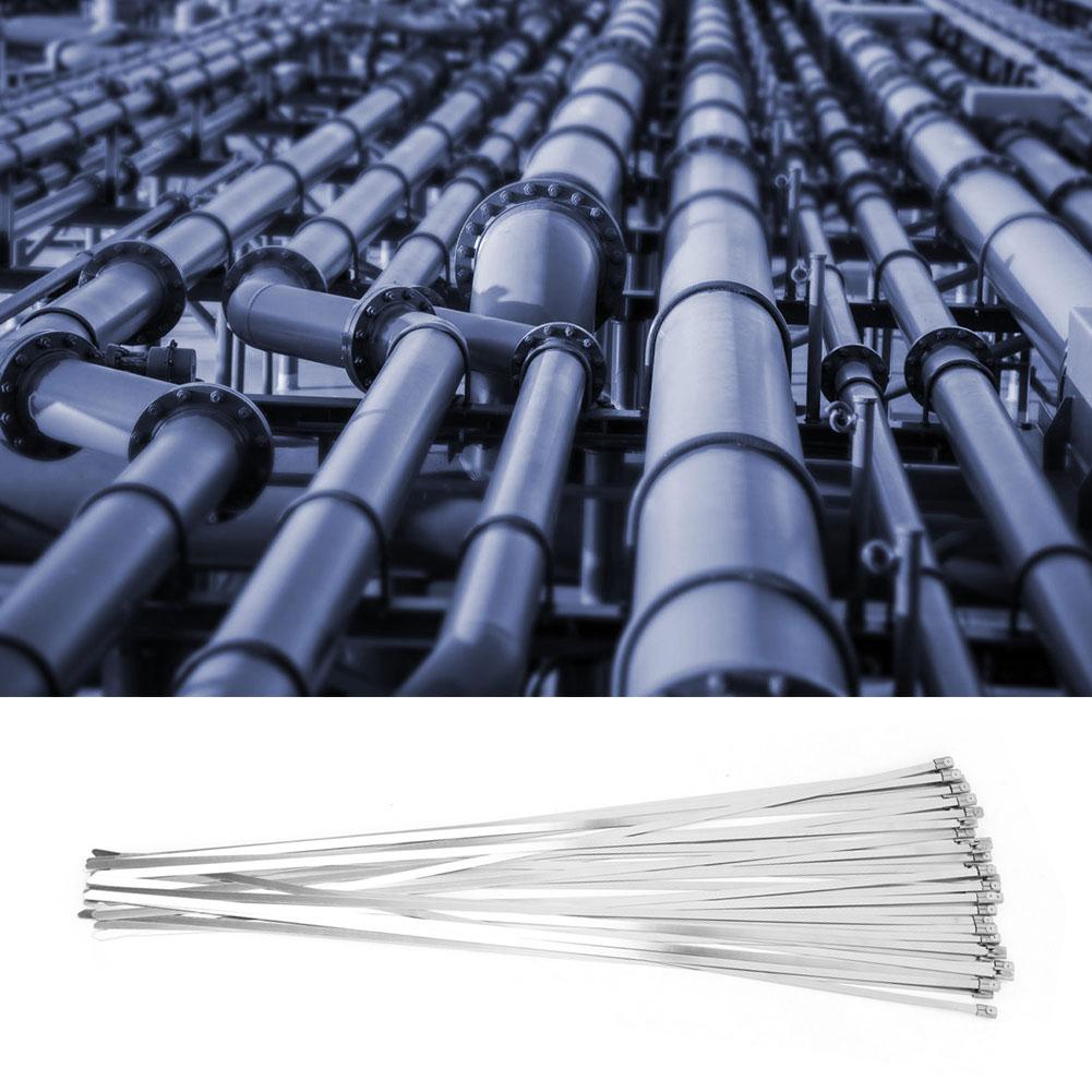 100 szt. 4,6 * 450 mm opaska kablowa ze stali nierdzewnej metalowa samoblokująca opaska zaciskowa na zamek błyskawiczny