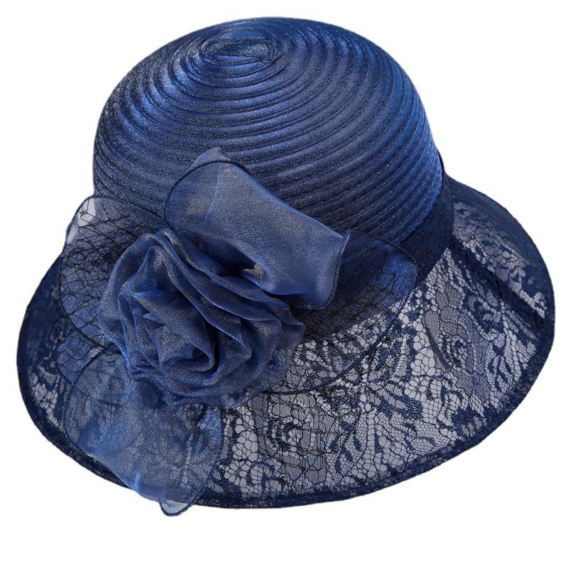 Middle-Aged And Elderly Sun Hat Women'S Summer Sun Protection Hat Versatile Sun Hat Flower Pot Hat Spring And Autumn Organza Bucket Hat