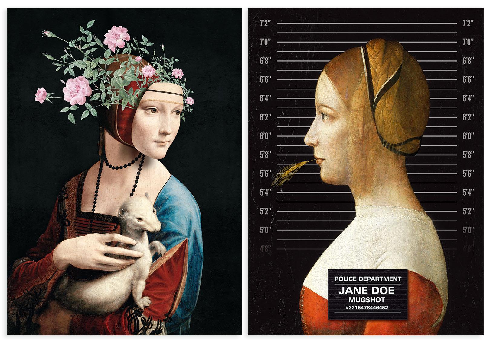 

Zestaw dwóch plakatów gronostaj mug shot 21x29,7 cm A4