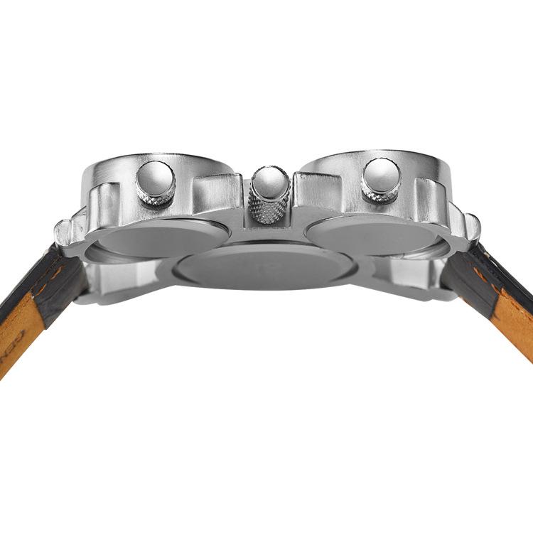 Oulm Herrenuhr Business Casual Quarzuhr Multi-Zeitzone Leder