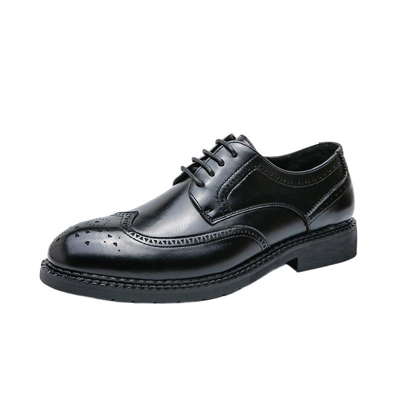 Men's shoes large size men's retro business dress fashion leather shoes men's British casual single shoes Brock leather shoes