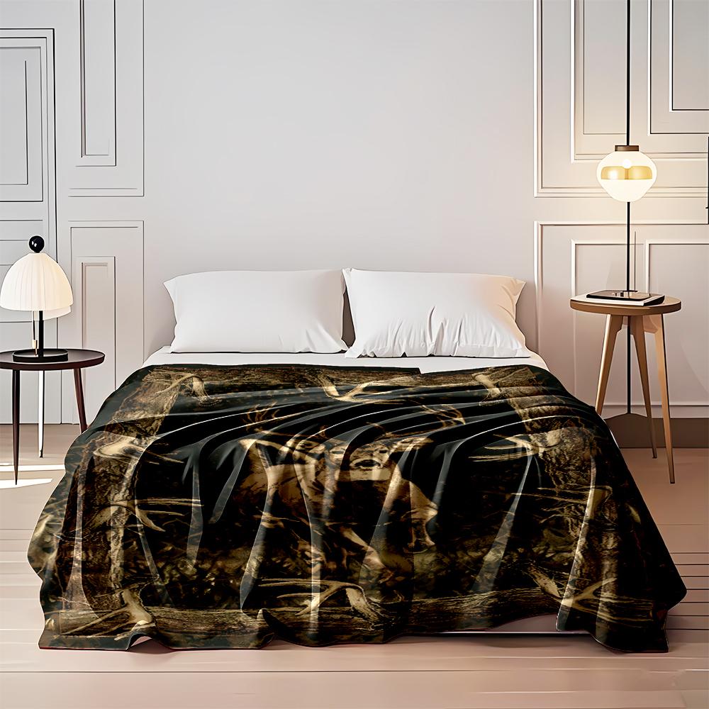 Majestic Deer with Antler Border Design Flannel blanket for bedroom, living room, sofa, and nap sofas