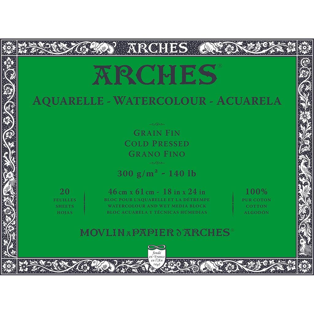 Blok papieru akwarelowego Arches 300g Drobnoziarnisty 46X61cm 20 arkuszy Naturalna biel (1795064)
