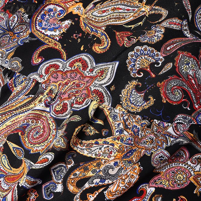 ZANZEA Women Casual Round Neck Short Sleeve Ethnic Print Loose Dress