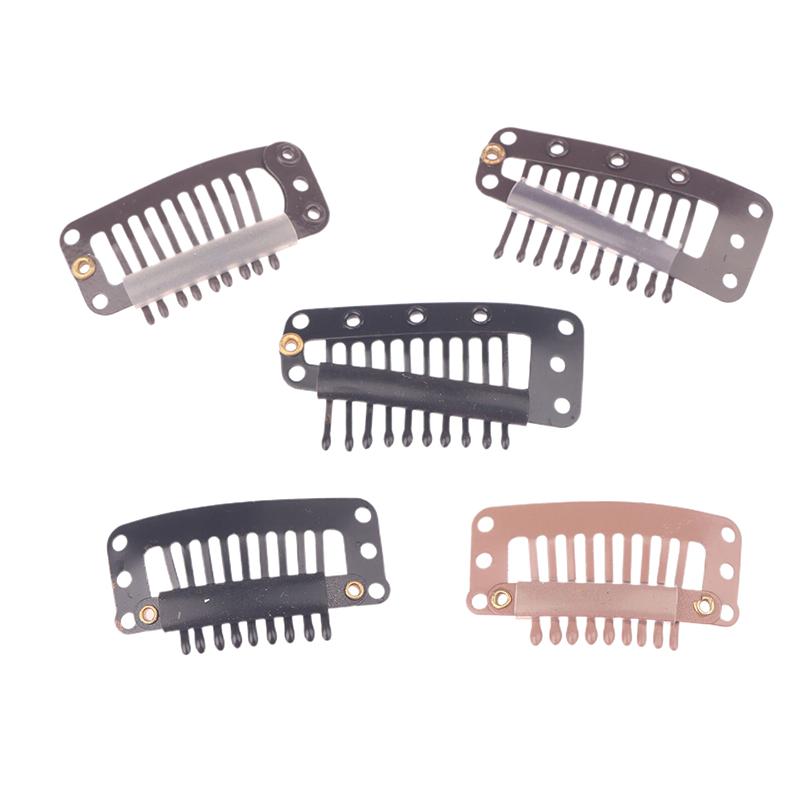 10Pcs 9/10 Teeth Snap Wigs Clips Portable Metal Snap Hair Clips For Hair Extensions Accessories Tool10 Pcs Hair Extension Clips