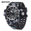 SANDA Women's Trendy LED Dual Display Waterproof Watch with Hourly Chime