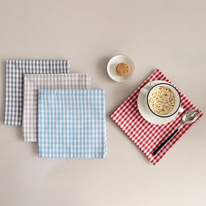 Gingham Napkin 45Cm X 45Cm Cotton Small Check Cloth Table Napkin Wedding Christmas Party Red Gray Blue Decor