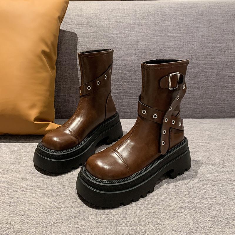 Fashion short boots women's 2024 new summer trendy cool little Martin boots heightened thick-soled fried street thin boots