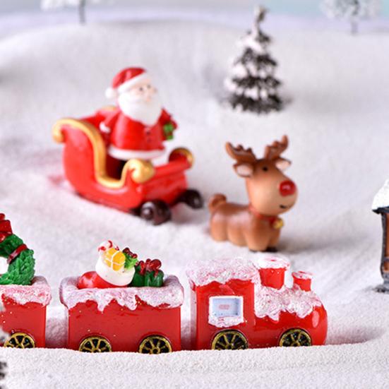 Resin Christmas Reindeer Santa Model Miniature Landscape Garden Bonsai Ornament