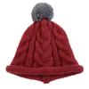 Cat Brother Unisex Korean Style Color Block Pom-Pom Knit Beanie - Warm Wool Hat for Kids, Autumn/Winter