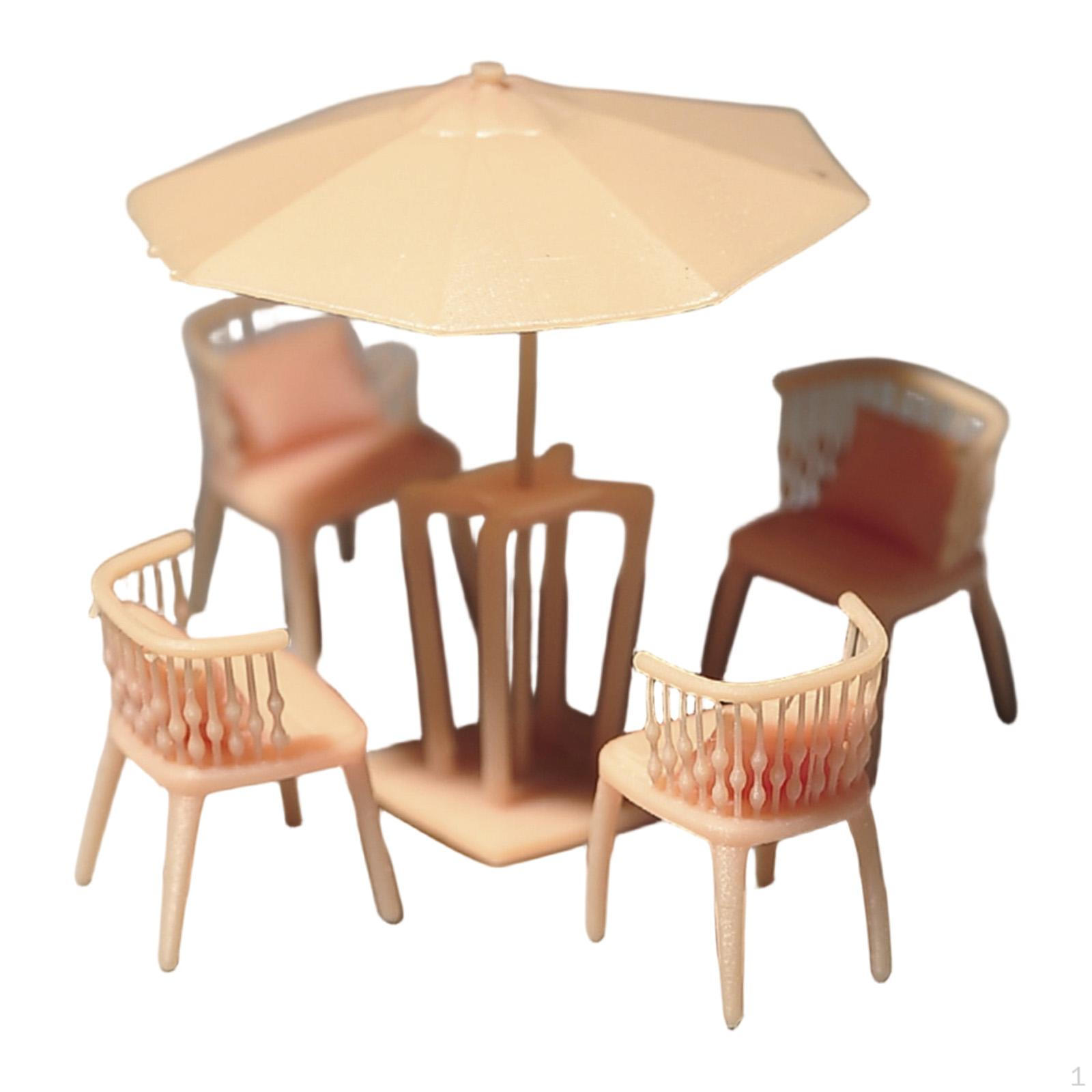 

1/64 Miniature Table Chair Set Mini Furniture Model Decoration Creative Tiny Resin Modern Desk Style D