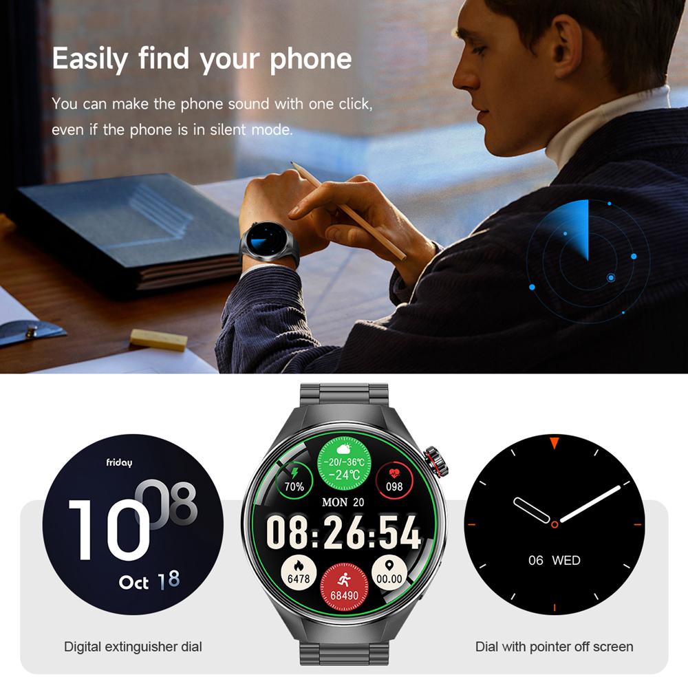 50mm 1.75" HD AMOLED Screen Smart Watch Men Business Bluetooth Call Heart Rate Blood Oxygen GPS Track Compass Sport SmartWatch
