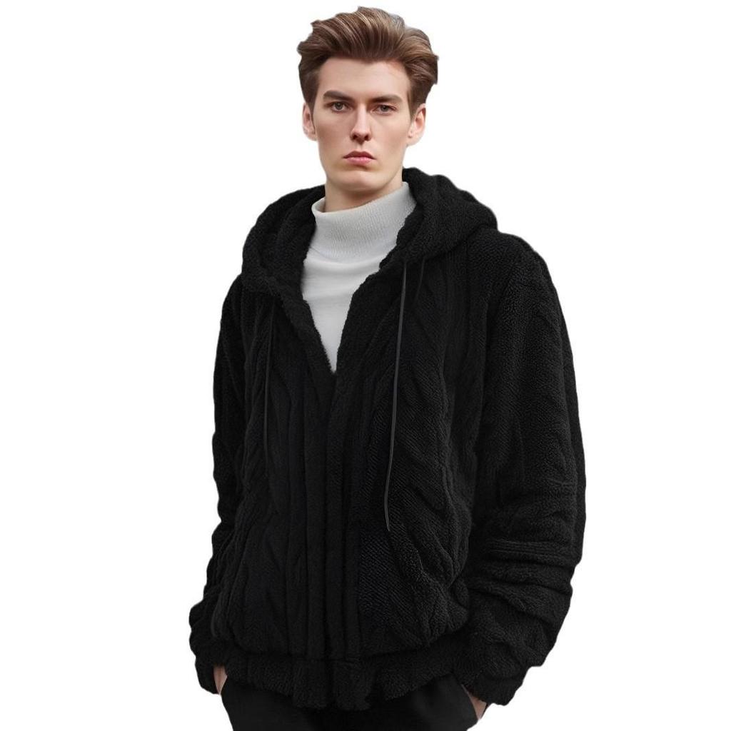 2024 Winter Double-sided Fleece Youth Hooded Sweatshirt - Men's Lambswool Pullover Jacket (Thickened)