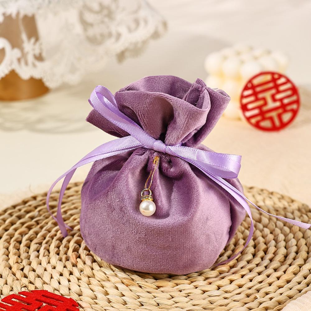 Traditional Drawstring Candy Bag Chinese Wedding Gift Bag Creative Flannel Gift Bag Party