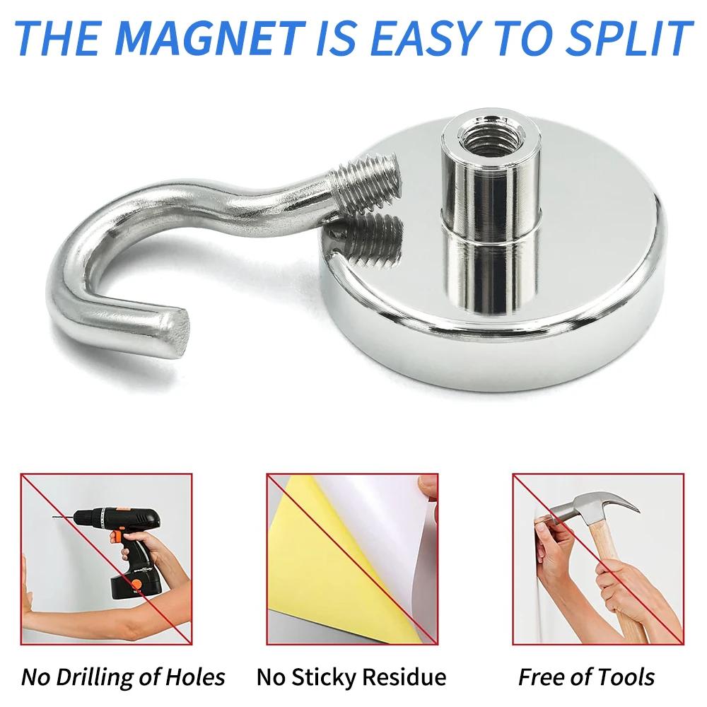 10PCS E20 Metal Strong Magnetic Hooks Wall-mounted Heavy Duty Magnet Hook Key Coat Hanging Hanger Home Kitchen Bathroom Storage