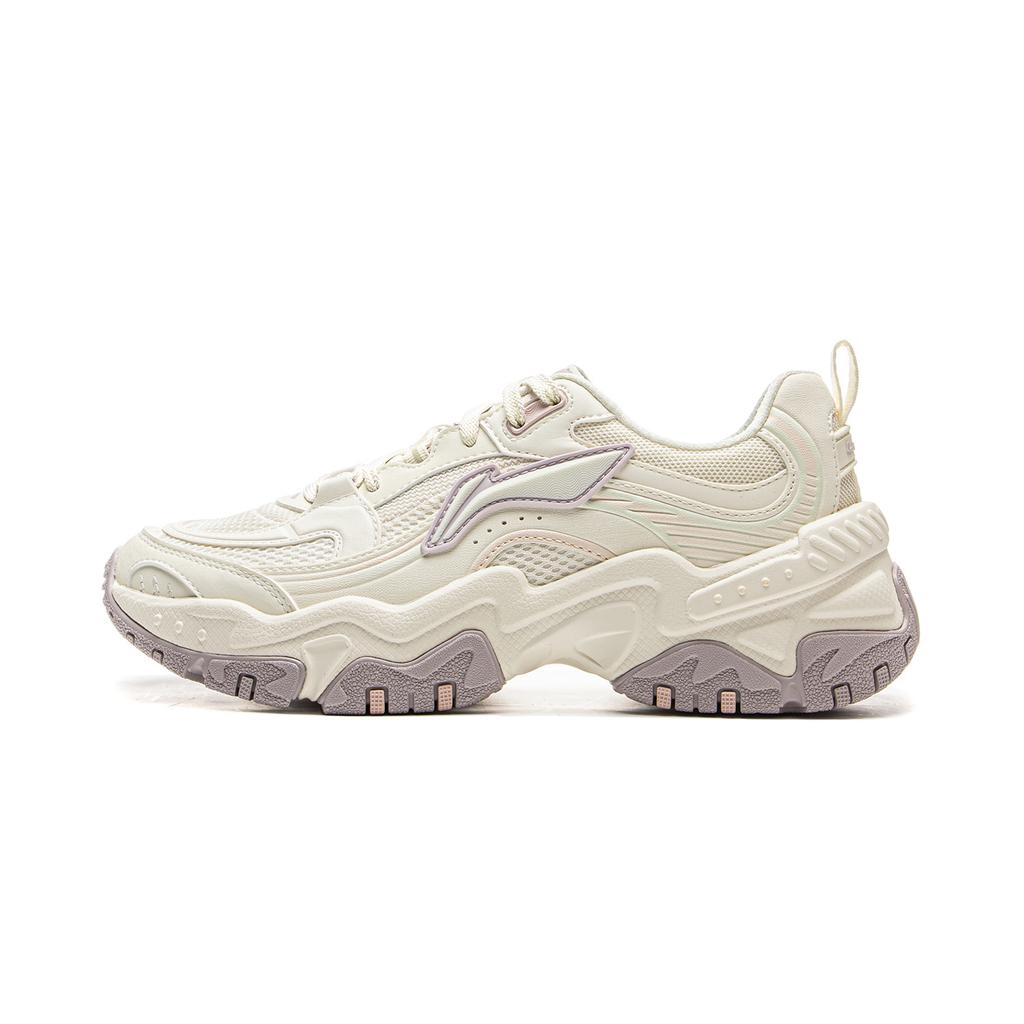 New LiNing Brown Sugar Slip Resistant, Abrasion Resistant, Breathable Low Top Casual Shoes Women's Ecru With Gray AGCV128-3