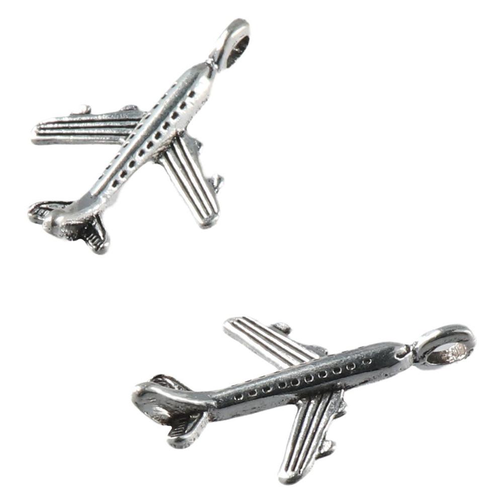 100pcs Alloy Antique Silver Plated Plane Airplane Charms Pendant 22.5x15mm Plane Shape Aircraft Charm Pendant