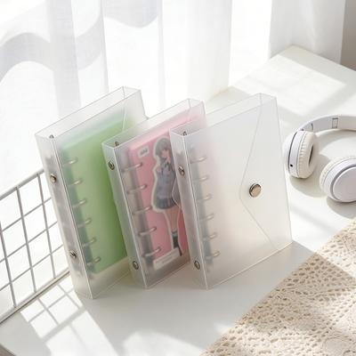 1pc Semi-transparent M5 A7 Loose-leaf Notebook Ring Binder Cover with Envelope Clip Notebook Organizer Portable Large Capacity
