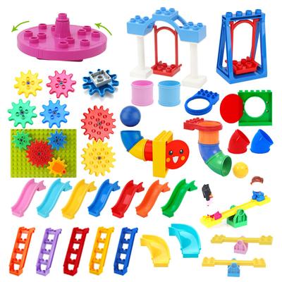 Große Bausteine Teile Pipeline Spielplatz Rutsche Leiter Schaukel Spin Gear Kompatibel Duploes Zusammenbauen Ziegel Spielzeug für Kinder