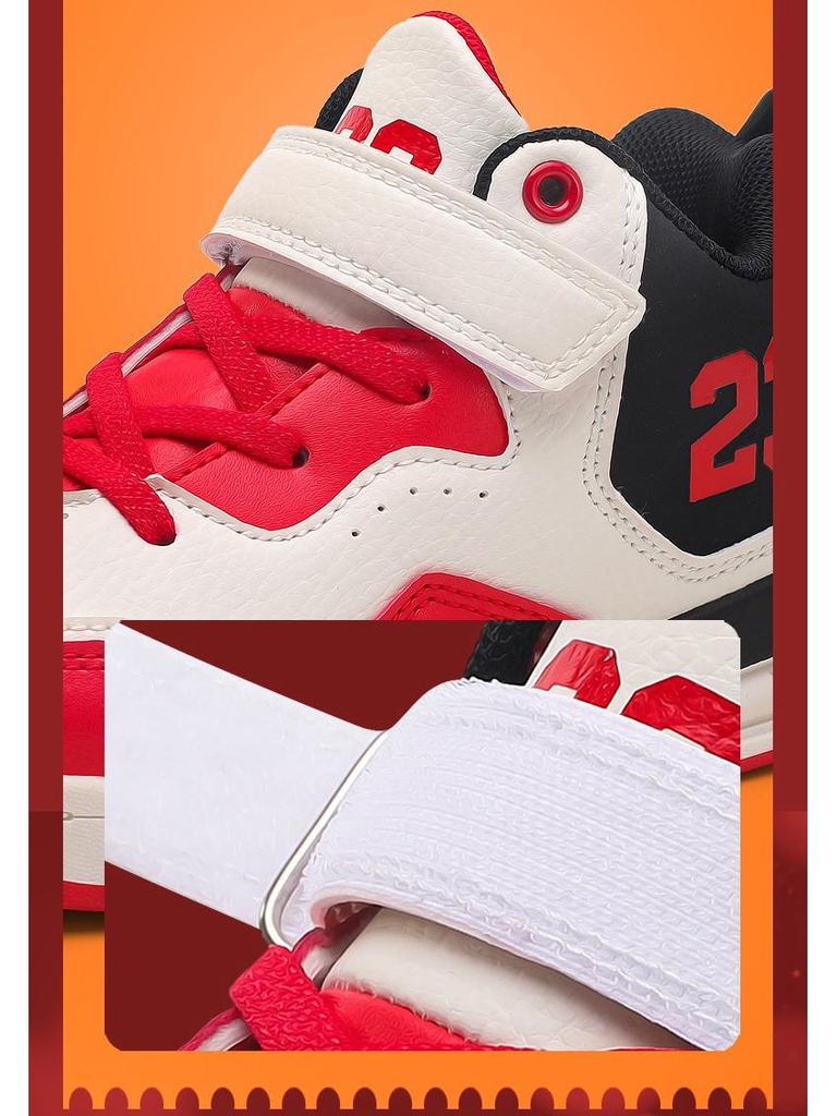 Boys' High-Top Leather Basketball Shoes - 2025 Winter Collection for Primary & Older Students