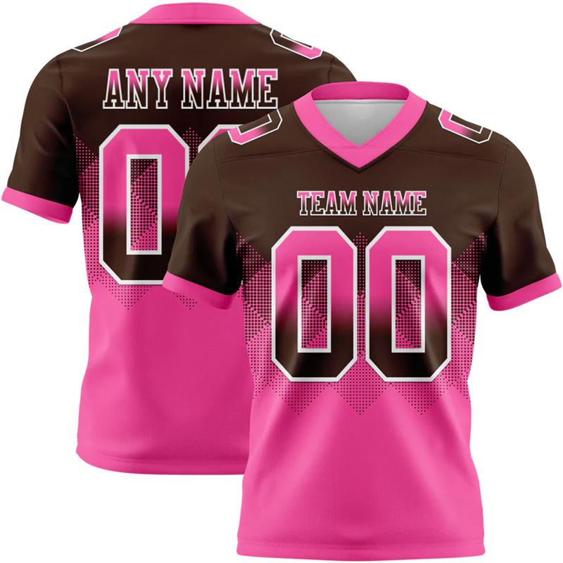 Gradient Brown Color Football T Shirts For Men Custom Name Team Name Number Rugby T-shirts Casual Oversized Sports Team Uniforms S