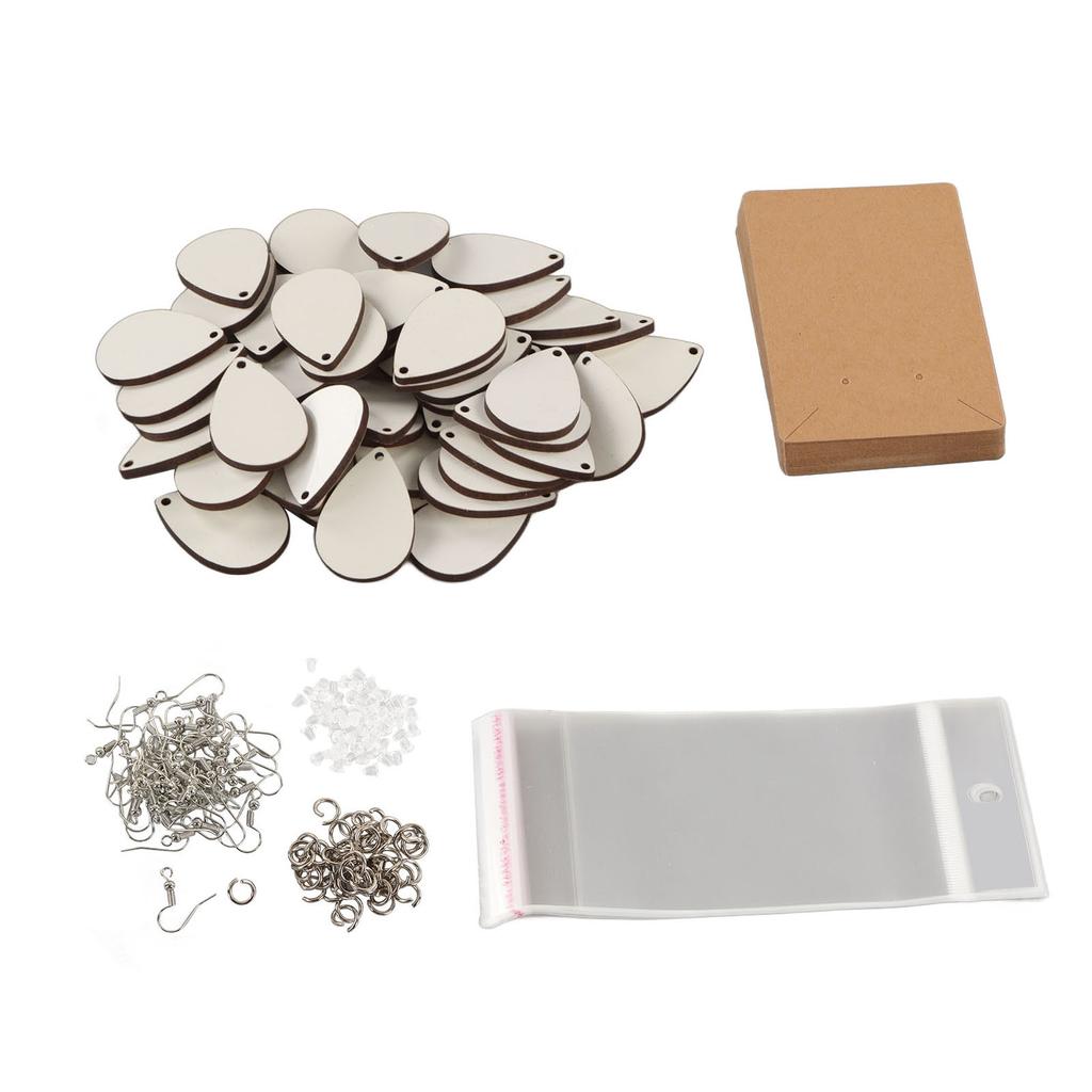 Sublimation Earring Blanks Set 250 Pcs Water Droplets Earring Pendant Ear Hook Cardboard Thermal Transfer Earrings Set