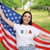 SUPERFINDINGS 12 Stück USA Buchstaben-Aufnäher Patriotischer Aufbügel-Aufnäher Stern-Bestickte Applikation Aufnäher Glitzer Rot Weiß Blau USA Chenille-Aufnäher für