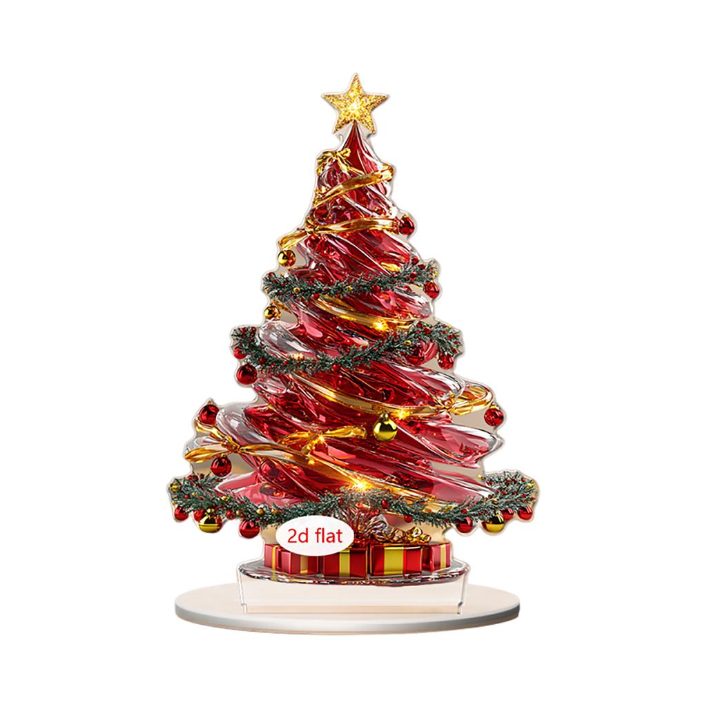 2D Flat Acrylic Christmas Color Gift Christmas Tree Home Living Room Holiday Desktop Decoration Assembly Props