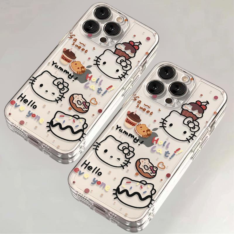 Sweet Doughnut Kiki Cat iPhone 15/14 Pro Max Cartoon Transparent Phone Case