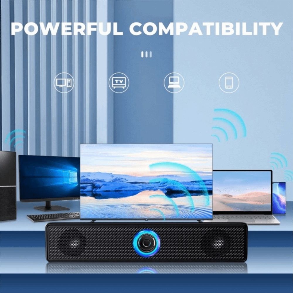 Wireless Bluetooth Speaker Stereo USB Powered Soundbar PC Soundbar Conference Room