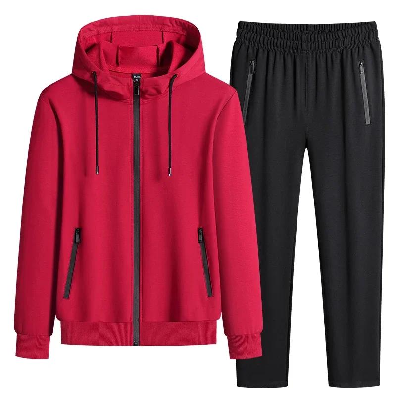 Plus Size Tracksuits Men Sportswear Sets Spring Autumn Clothing Hooded Pants Suit Male 2 Pieces Sweatshirt + Sweatpants 6XL
