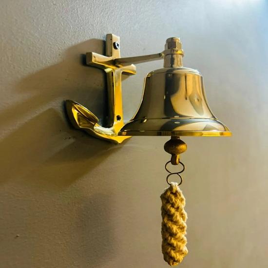 Solid Brass Door Anchor Bell Polish Nautical Maritime Decor 12.7 Cm