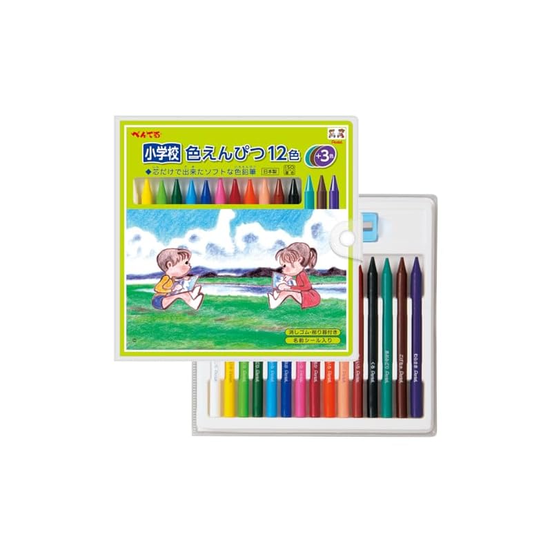 Pentel Elementary School Colored Pencils, 12 Colors + 3 Colors, GCG1-12P3