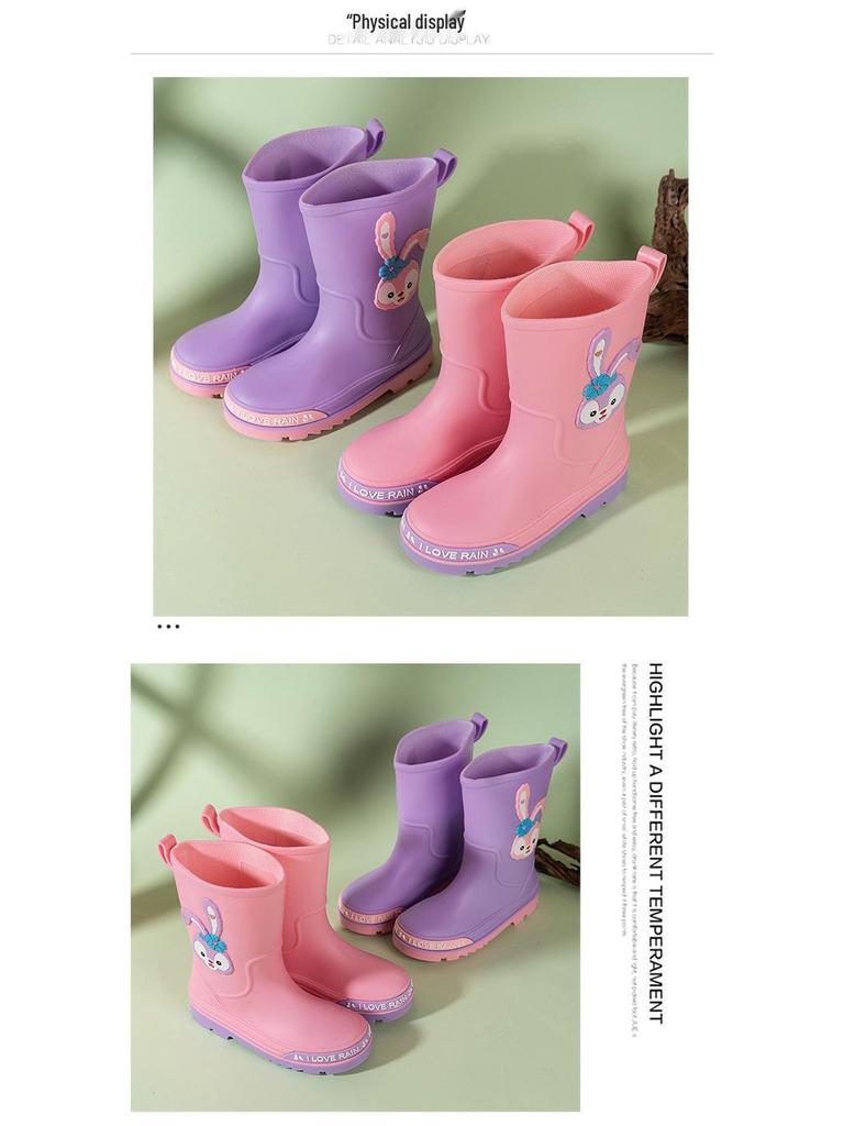 Children's Cartoon Mid-Calf Waterproof Rain Boots - Non-Slip, Thick, and Cute for Boys and Girls