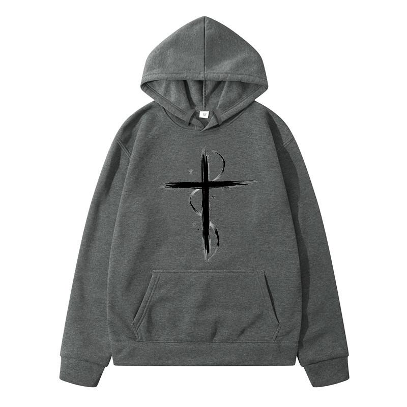 Kreuz gedruckt Neu in Hoodies Sweatshirts Harajuku Herren Sweat-Shirt Herbst reine Baumwolle Kleidung Mode lässig