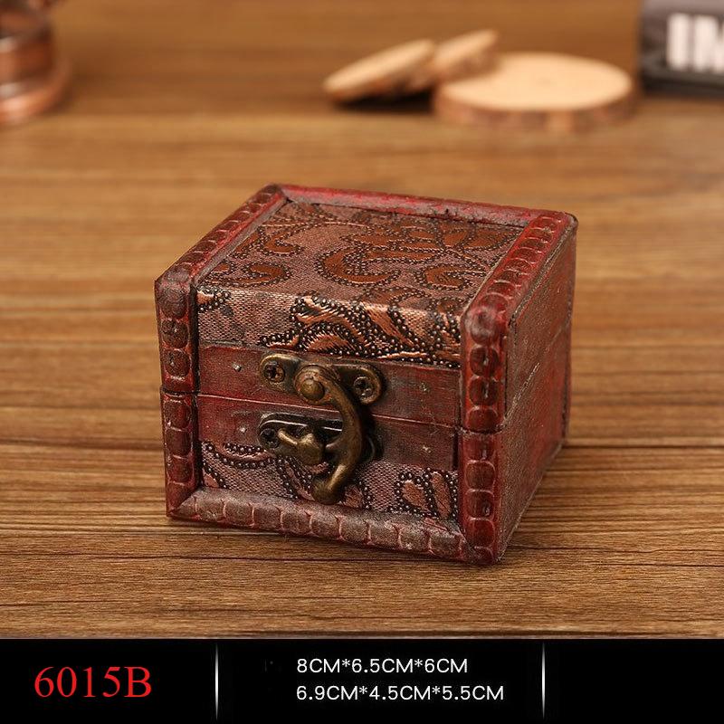 1pc European Retro Wooden Wedding Candy Storage Box, Handmade Distressed Style, Perfect for Photography Props.