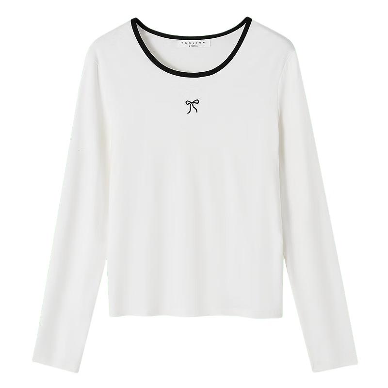 TonLion Damen Rundhals Enganliegendes Langarm-T-Shirt